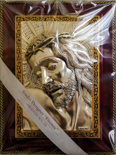 Quadro argento con volto - argento, di